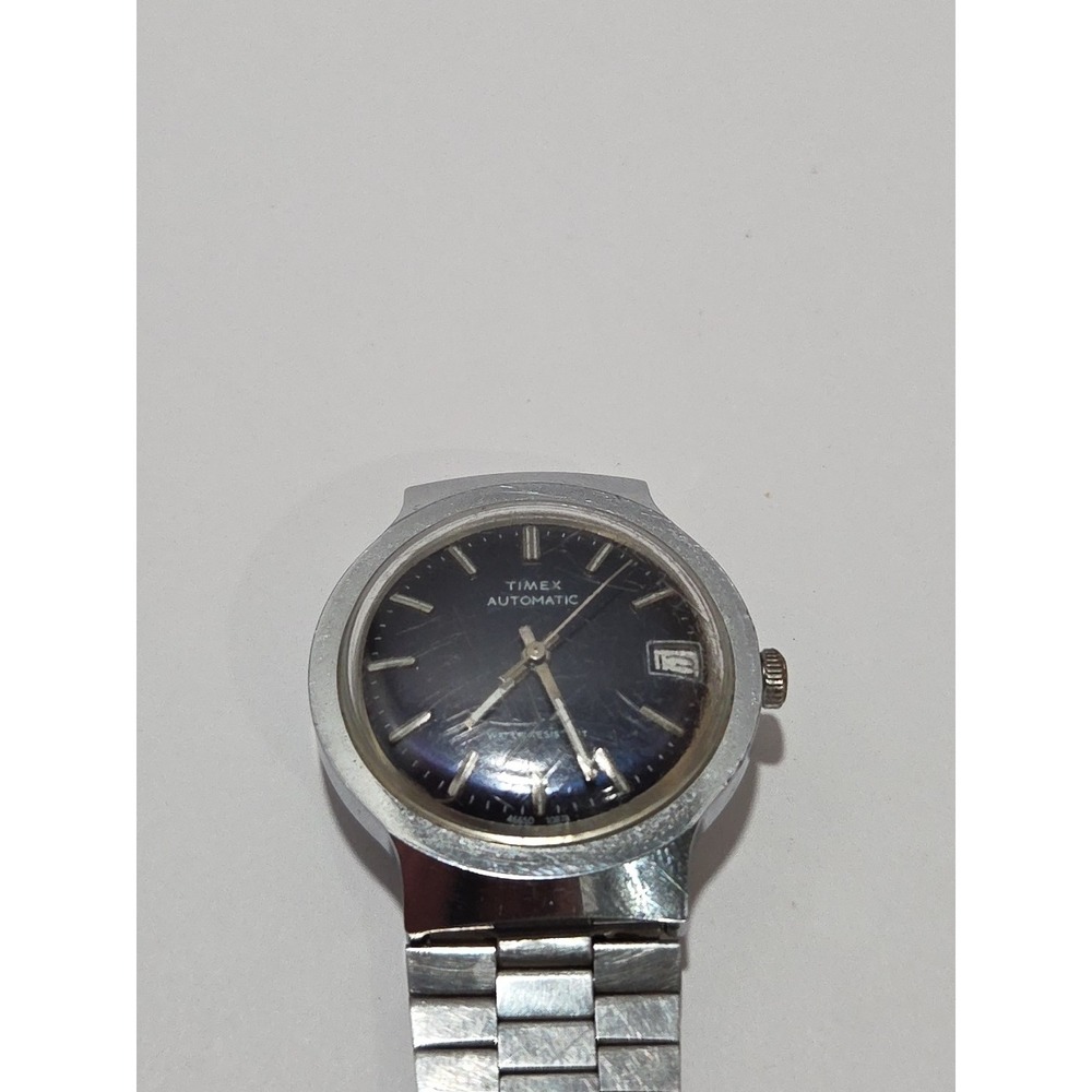 TIMEX 1975 AUTOMATIC 10879 COLLECTBLE Works Stainless Steel Band Vintage